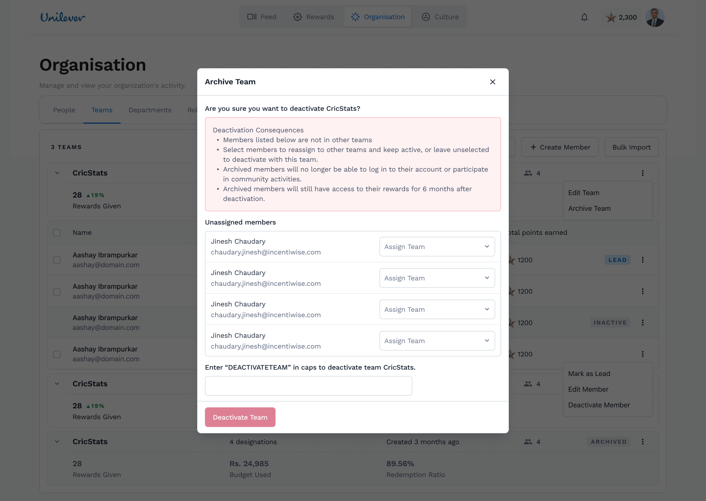 Incentiwise — Reward transactions