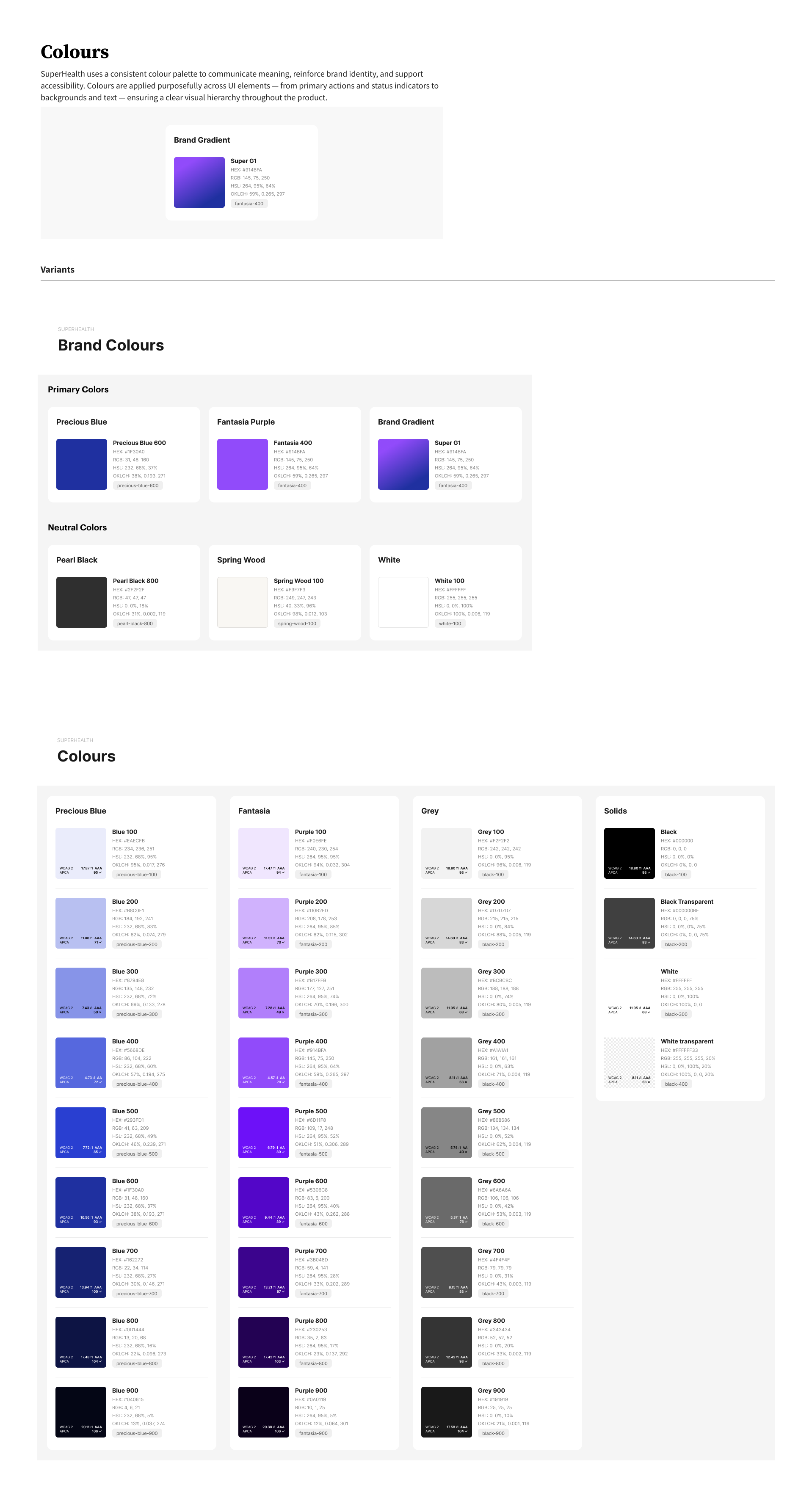 Superhealth design system — Colour