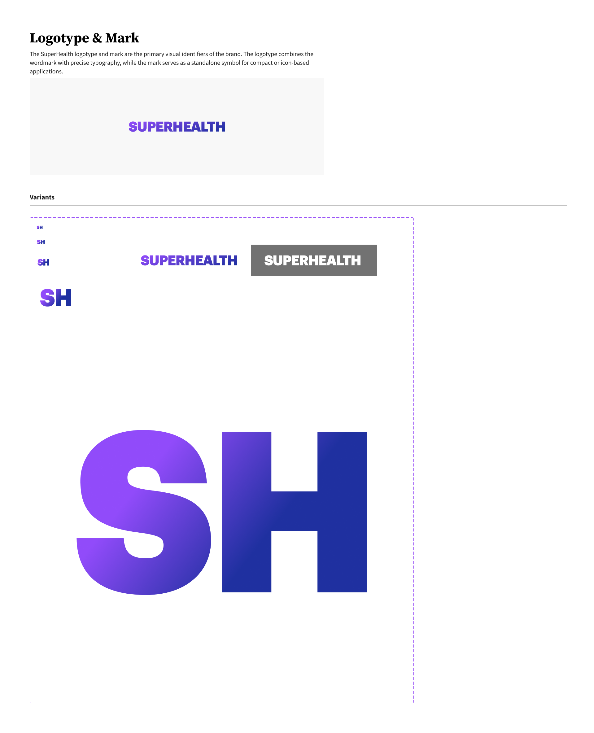 Superhealth design system — Logotype and mark