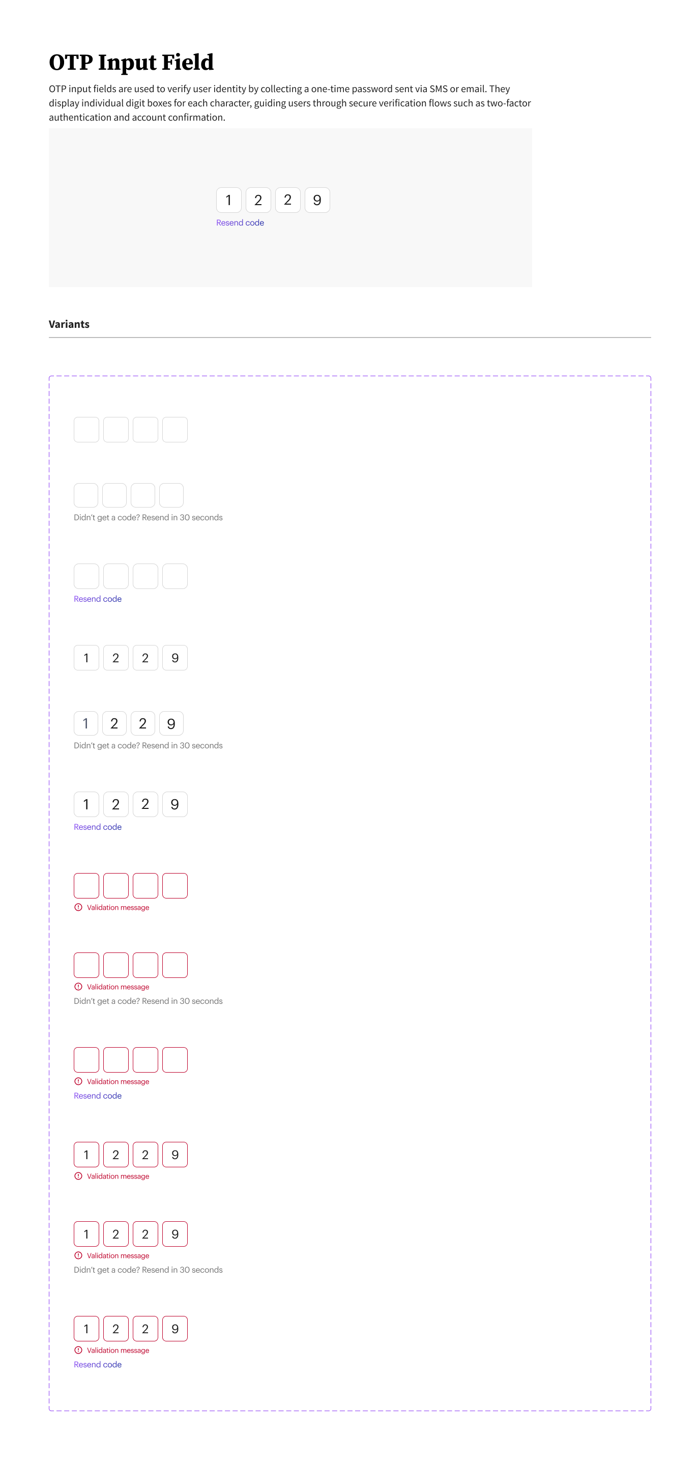Superhealth design system — OTP input field
