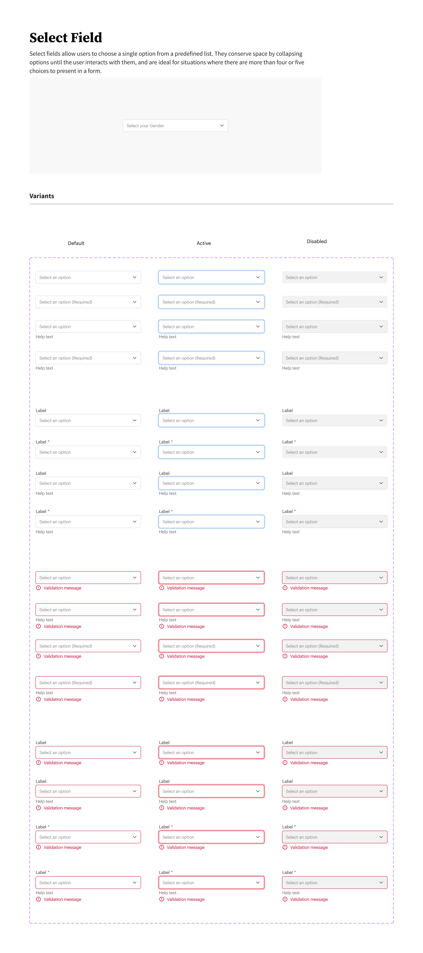 Superhealth design system — Select field
