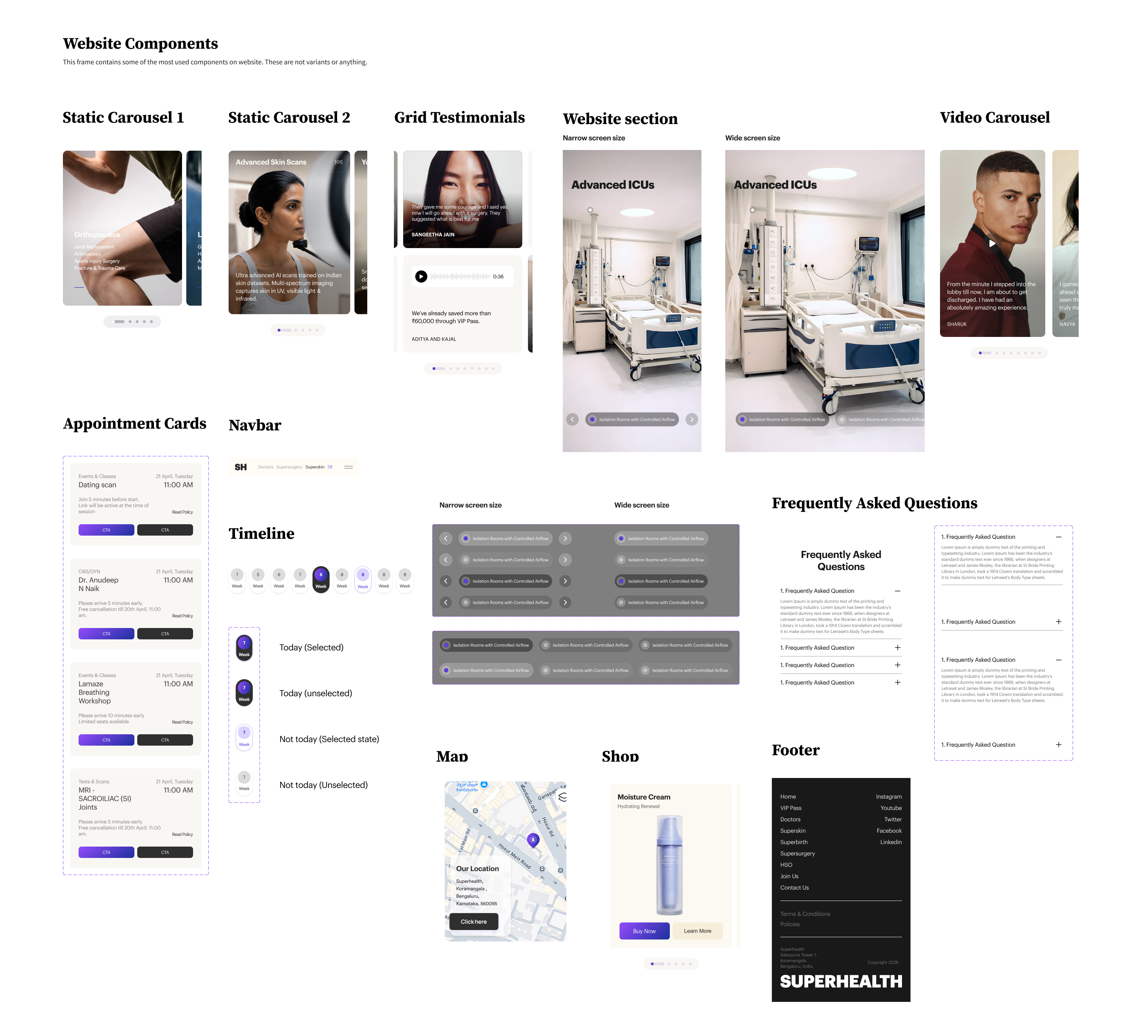 Superhealth design system — Website components