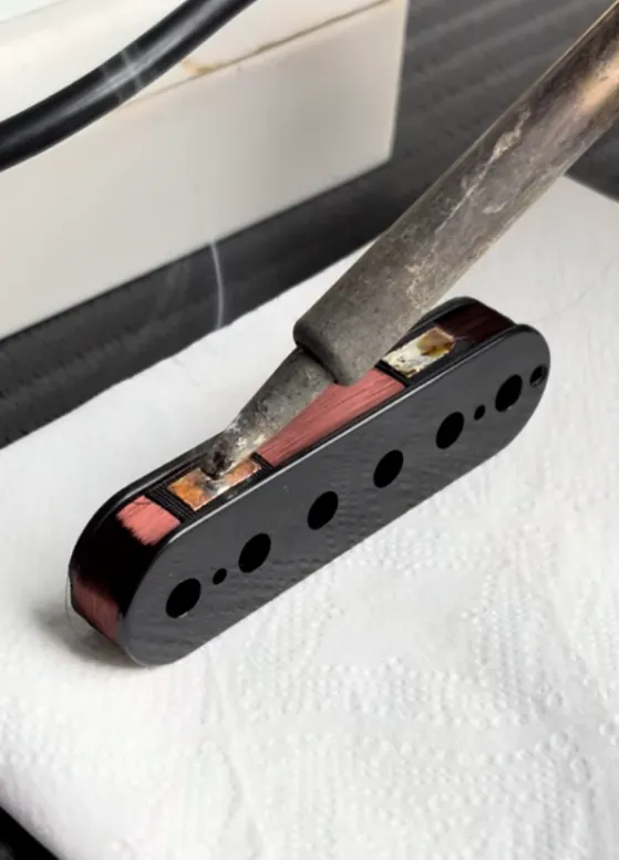 Leads: Soldering the coil ends.