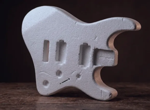 Thermocol prototype body with three pickup routes and control holes.